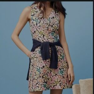 Banana Republic Floral Jacquard Sleeveless Mini Dress With Pockets. Size 4P. New